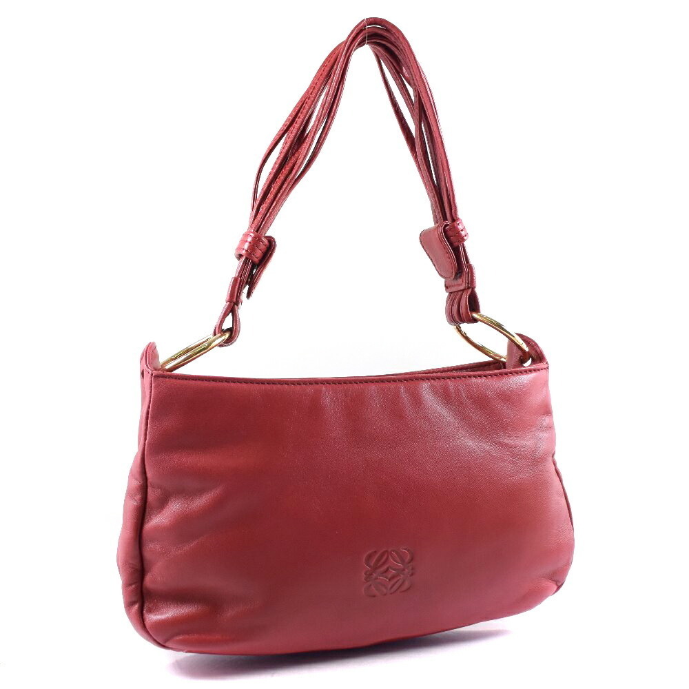 LOEWE Shoulder Bag Leather Red Zipper